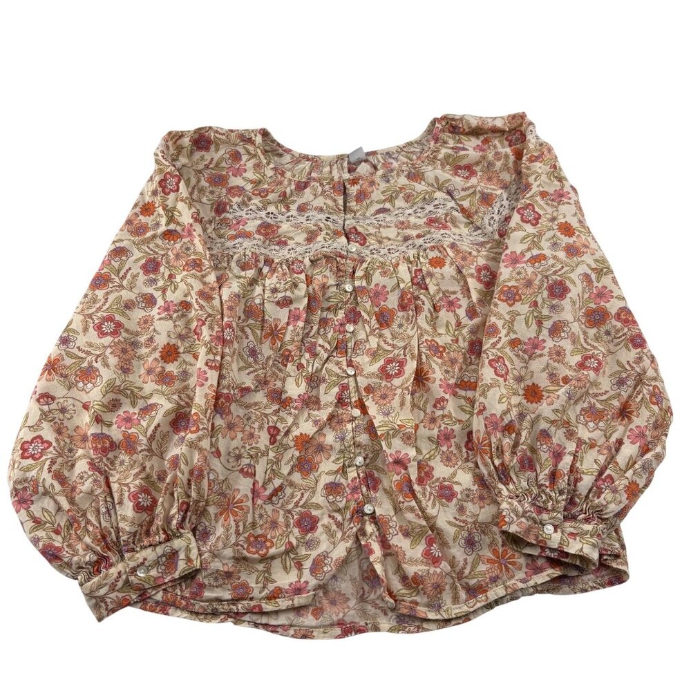 Old Navy Womens Floral Blouse‎ M Long Sleeve Button Front Boho Style